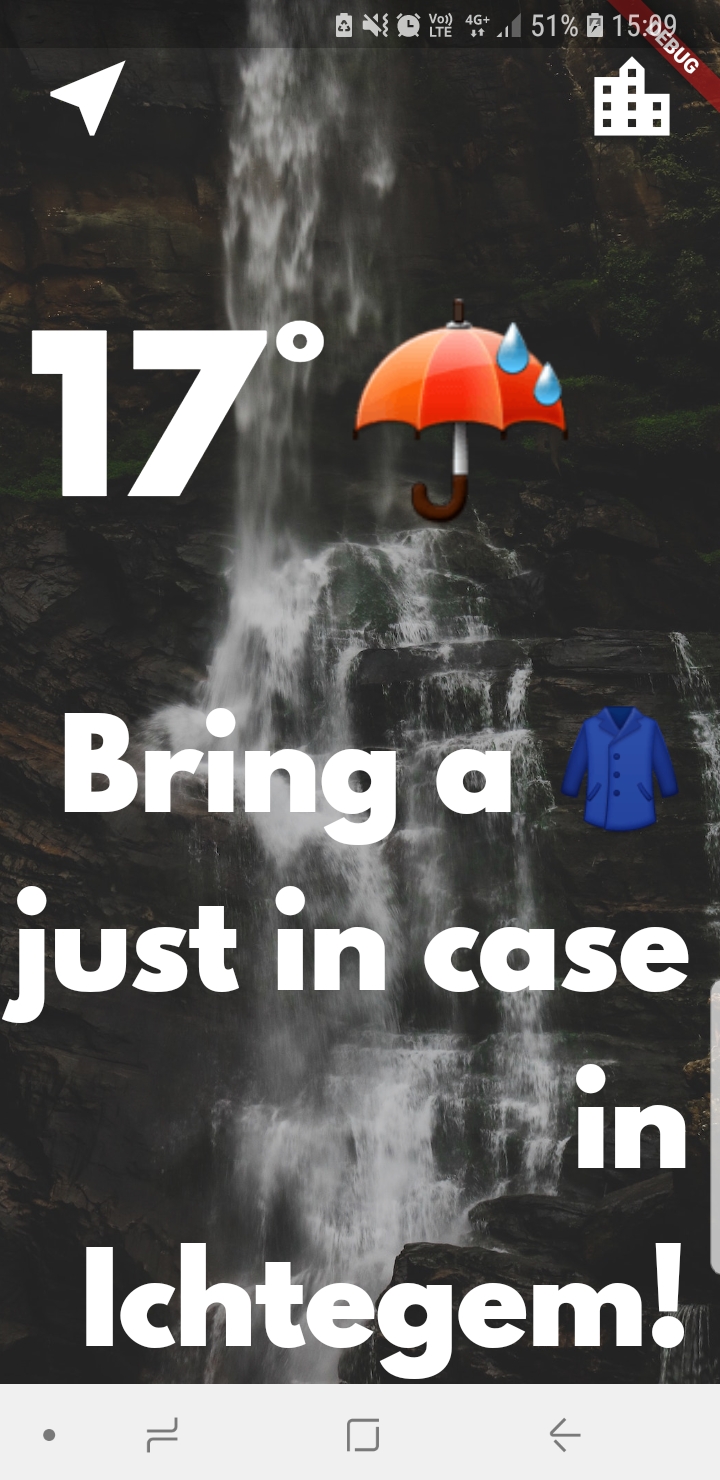 Clima app first page