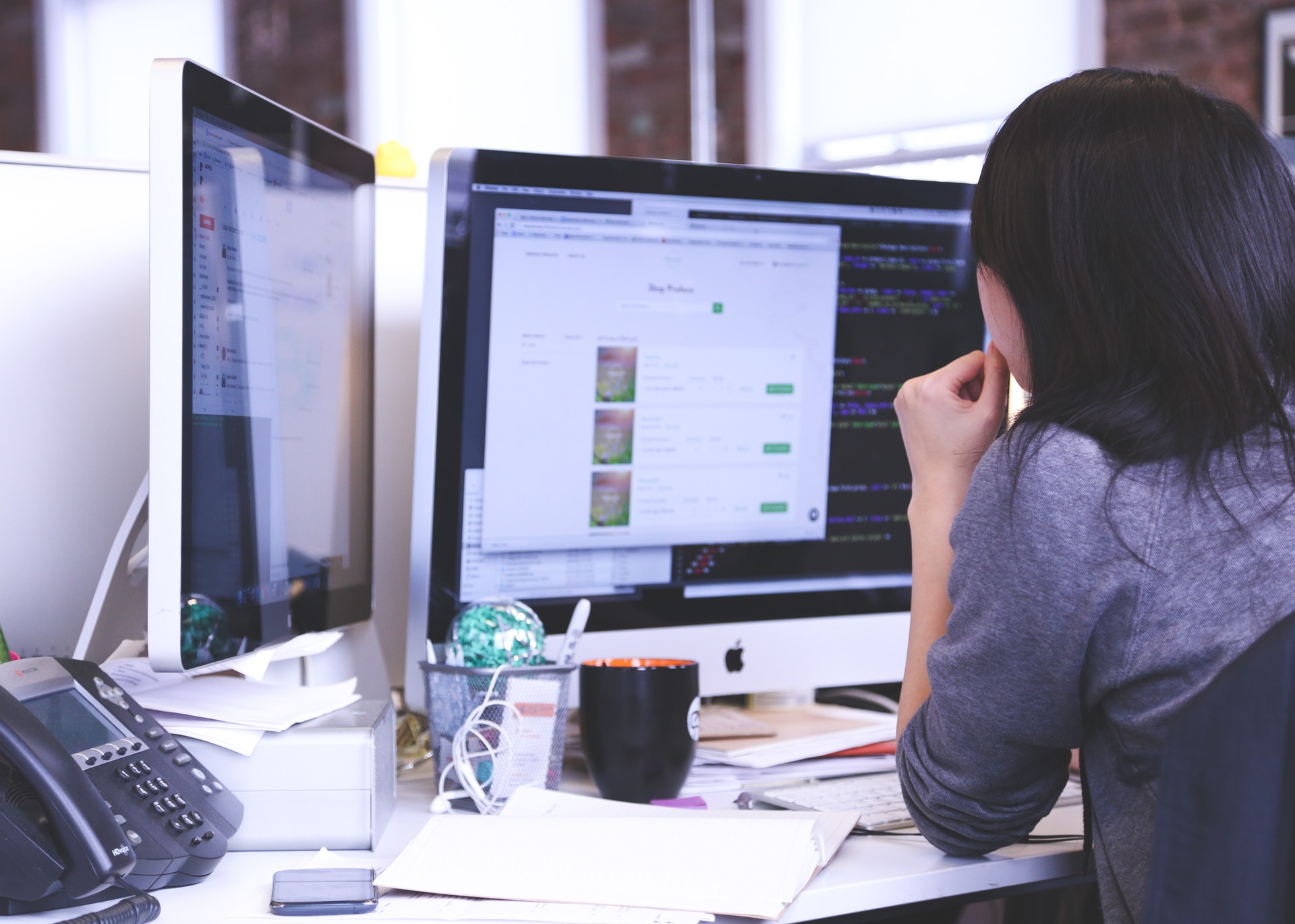 image of girl coding